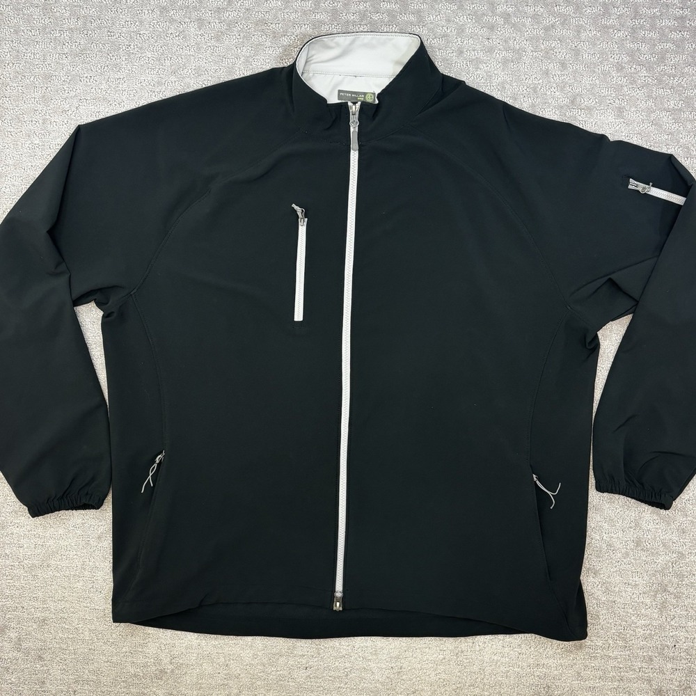 Peter Millar Wind Element E4 Black Full Zip Golf Tech Jacket - Men's 2XL